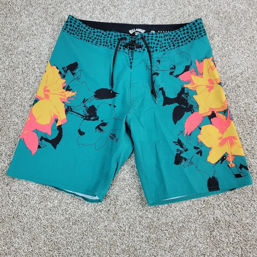 Billabong Recycler Sundays Airlite Mens 28 Multicolor Floral Swimsuit Drawstring